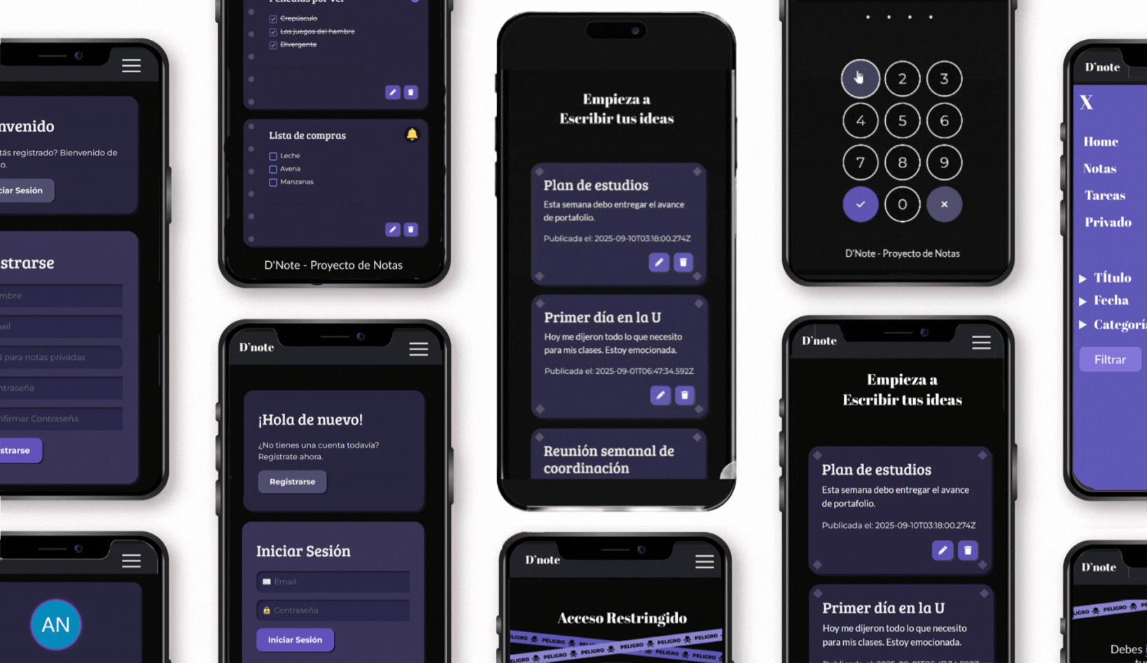 Proyecto web D'Note: gestión de notas y tareas