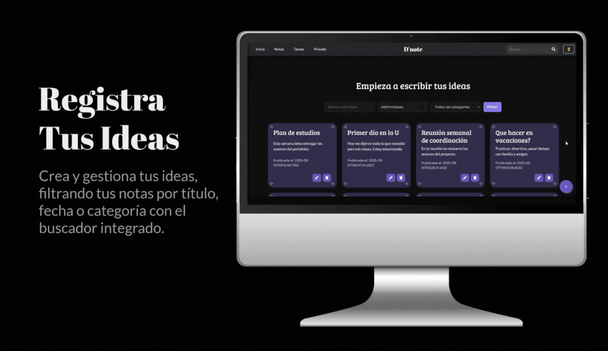 Mockup 1 de dnote